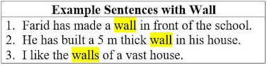 25 Example Sentences with Wall and Its Definition