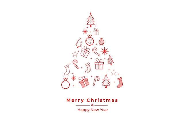 Christmas Greeting Card with Red Icons free download