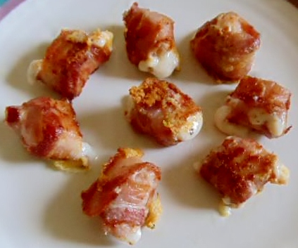 Bacon-wrapped feta cheese