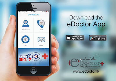 eDoctor - An app for all your health care needs The contribution of eDoctor to healthcare has been a boon to the public of Sri Lanka. The latest service on offer is the “eDoctor app”. The eDoctor app can be downloaded onto any smart phone. However, only registered members of www.edoctor.lk are able to enjoy its full service. It enables quick access and editing of one’s health records. An important feature of this app is the ability to ‘Call’, ‘Chat’, or ‘Email’ a doctor at your convenience. The service is available in English. Any relevant documents can be attached via an email to aid in your conversation. All your conversation histories will be saved and can be viewed at any time.