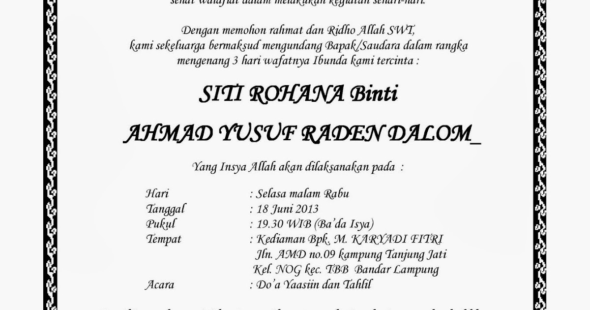 Download Contoh Surat Undangan Tahlilan Siap Edit