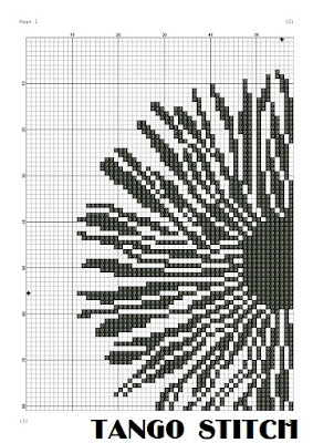 Abstract black flower cross stitch embroidery pattern - Tango Stitch