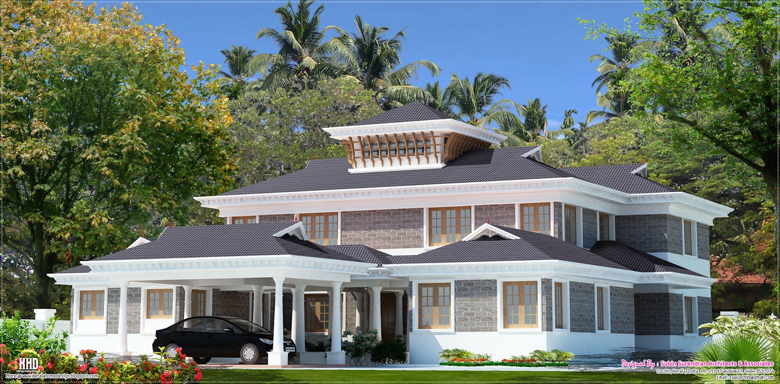 Red with White Roof House