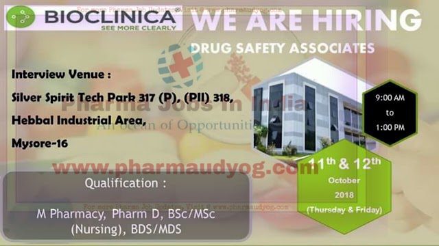Bioclinica | Walk-In for Drug Safety Associates | 11th & 12th October 2018 | Mysore