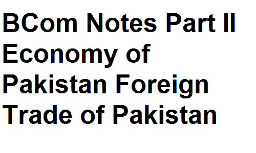 BCom Notes Part II Economy of Pakistan Foreign Trade of Pakistan