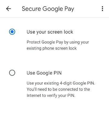 google pay use lock screen or pin