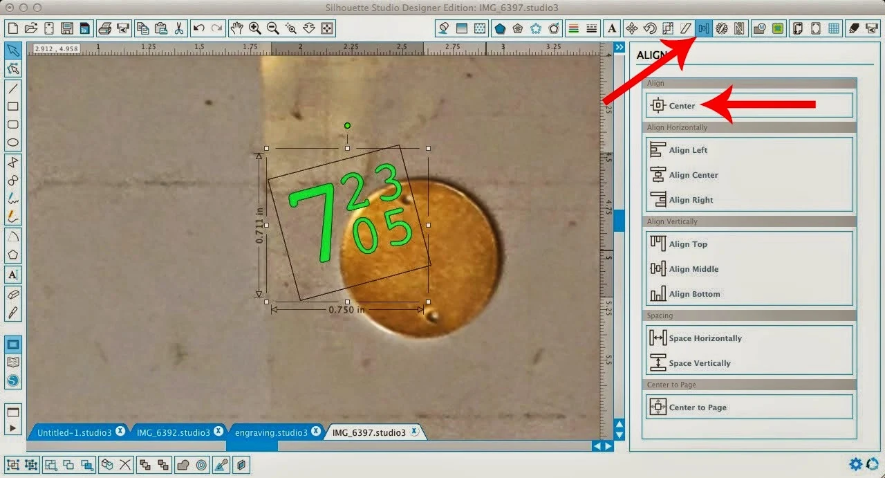Engraving, Silhouette, Silhouette tutorial, tips, align center