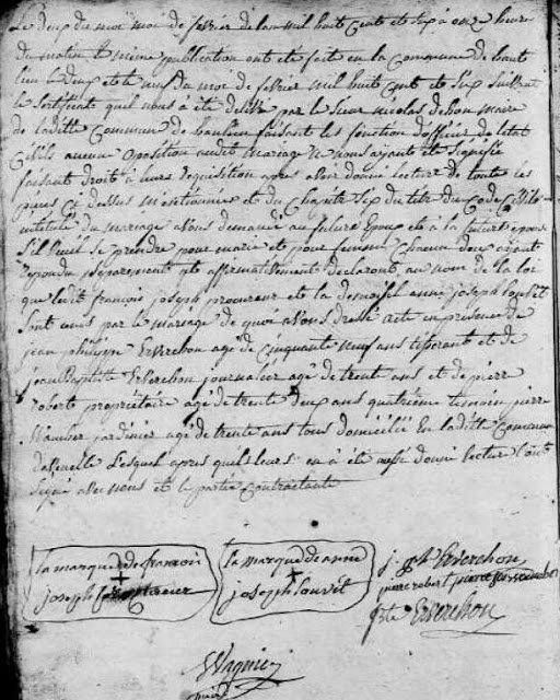 Acte de mariage de François Joseph PROCUREUR et d'Anne Joseph LOUVET