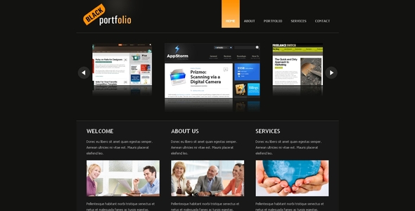Black Portfolio Drupal 6 Template - Drupal CMS Themes