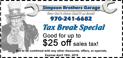 Tax Special 2016 Simpson Brothers Garage