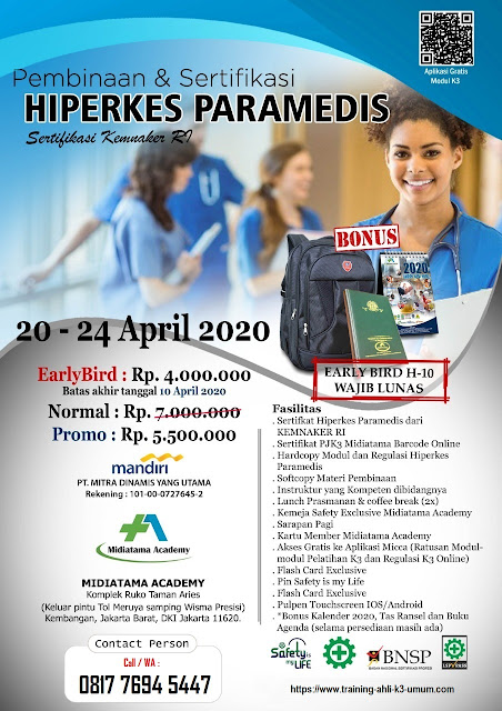 Hiperkes Paramedis tgl. 20-24 April 2020 di Jakarta