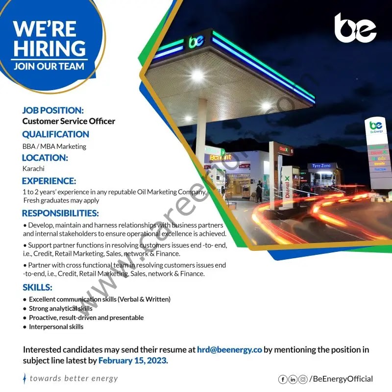 Be Energy Ltd Jobs 2023 - Latest Advertisement