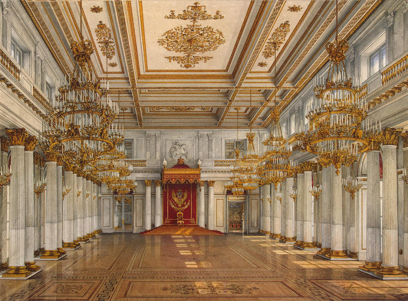 Interiors of the Winter Palace. The St George's Hall by Konstantin Andreyevich Ukhtomsky - Architecture, Interiors Drawings from Hermitage Museum