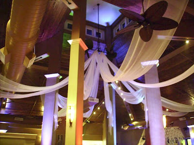 W DRAPINGS FL LLC Ceiling Draping For Wedding Reception in a Restaurant