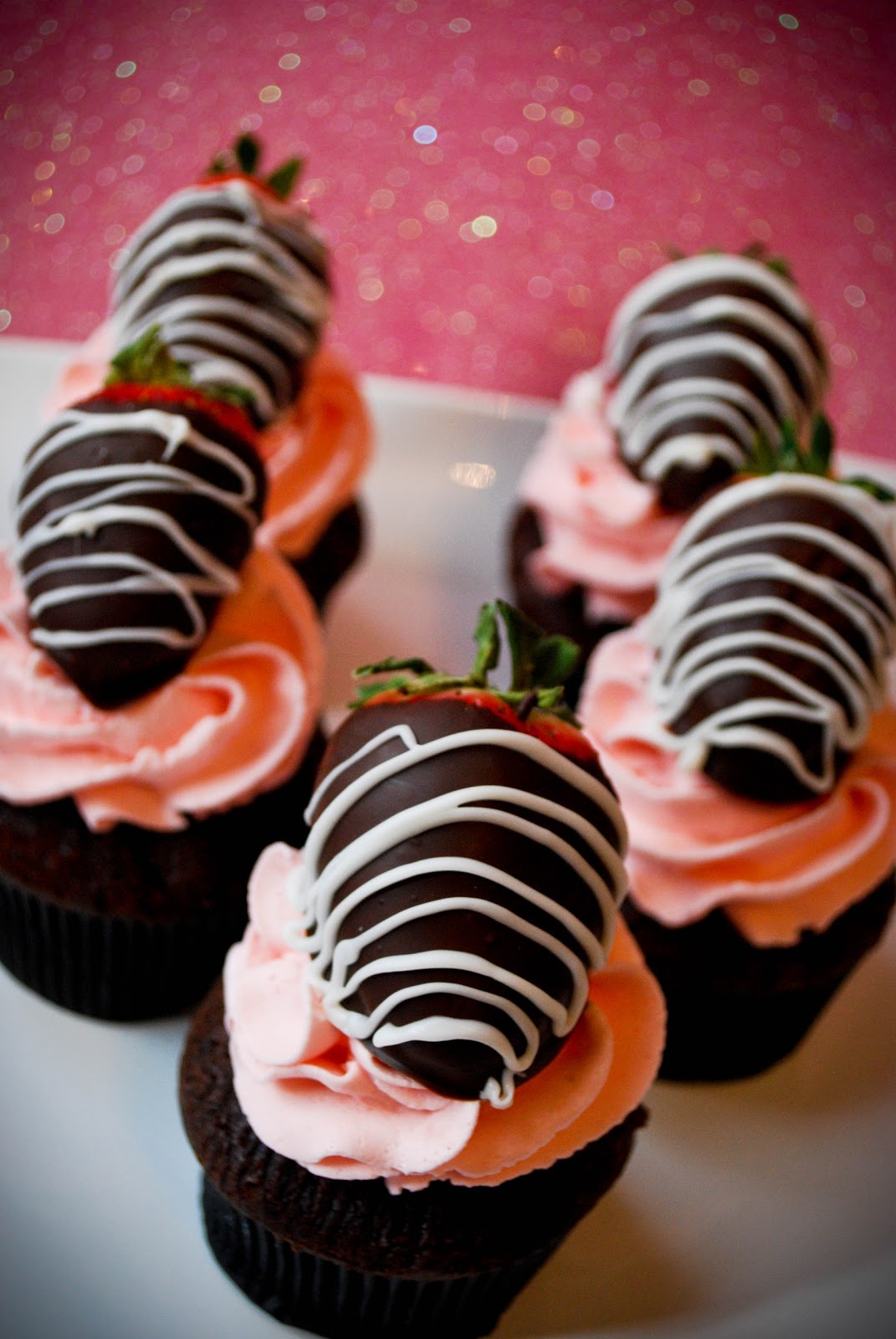 chocolate cake with chocolate covered strawberries Chocolate Covered Strawberry Cupcakes