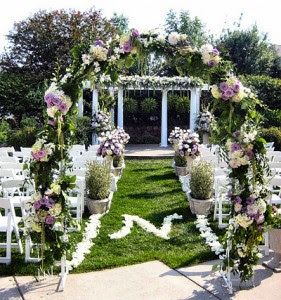 outdoor wedding with flower decoration 