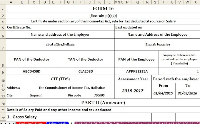 Prepare at a time 50 OR 100 employees automated Income Tax Master of Form 16 Part B  and Part A and B for F.Y.2015-16 with Income Tax Medical Bills Exemption under Section 17(2)
