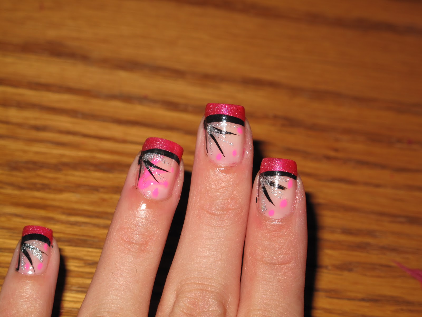 Nail Designs: Pink Tips