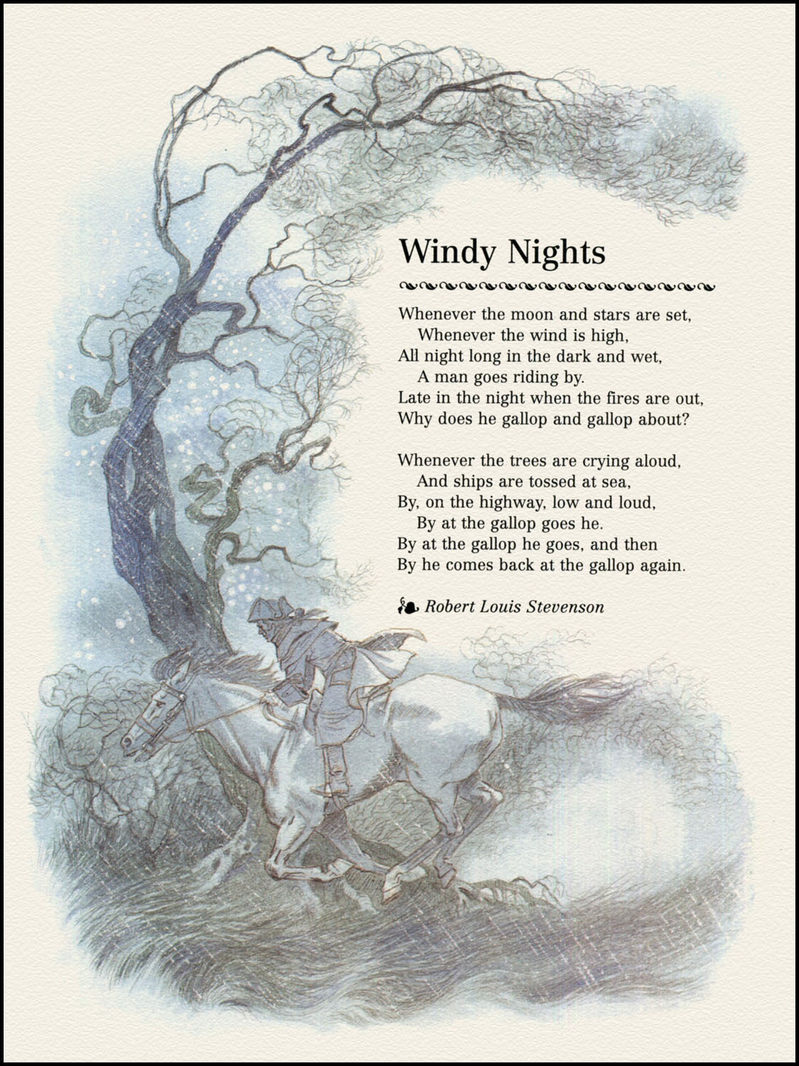 "windy Nights" Robert Louis Stevenson, Illustrated 