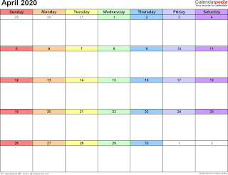 Free Printable Calendar April 2020