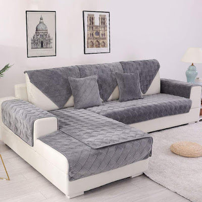 Deep Dream Sectional Sofa Covers, Velvet Sofa Slipcover Furniture Protector Anti-Slip Couch Covers