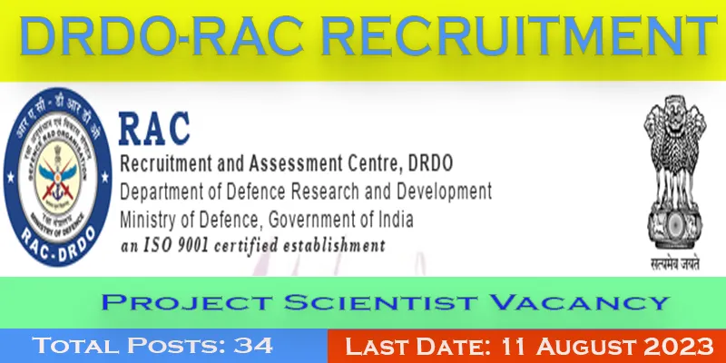 DRDO Project Scientist Recruitment 2023