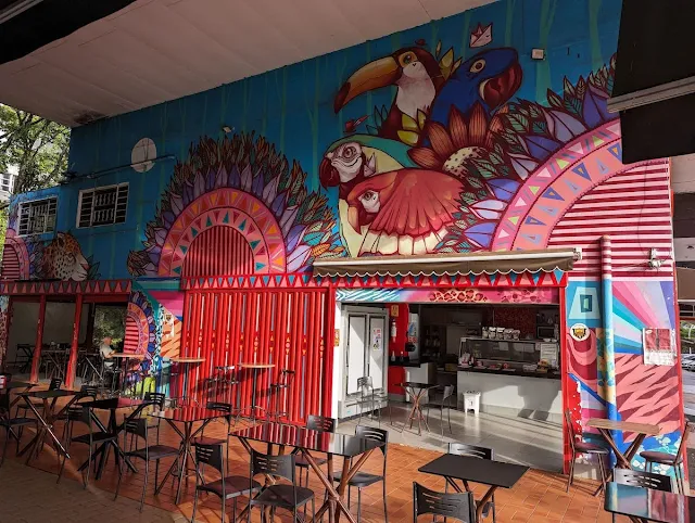 Colorful cafe on one of Brasilia's commercial streets