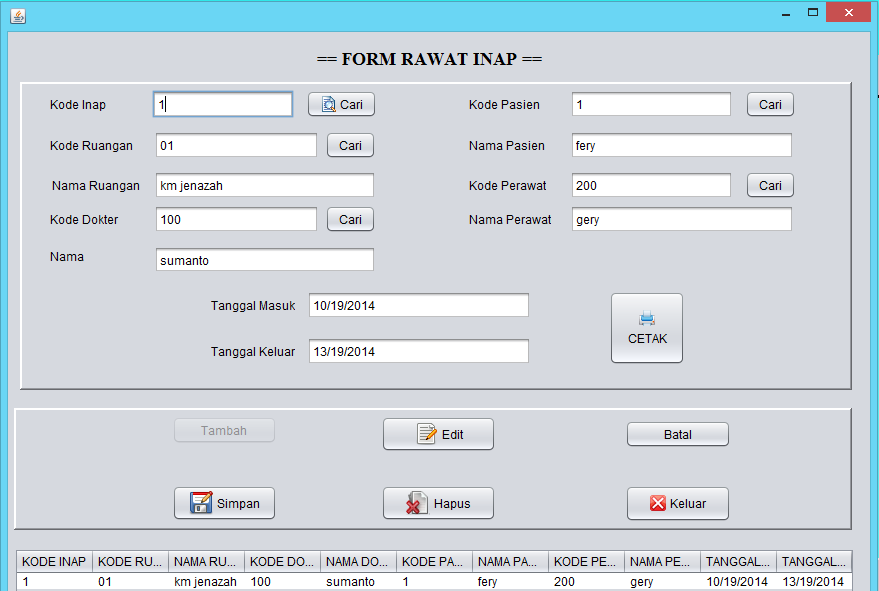  Aplikasi  Rumah Sakit Menggunakan Java Netbeans dan Mysql 