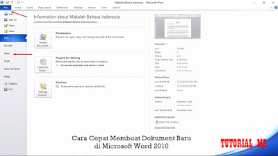 Cara Cepat Membuat Dokument Baru di Microsoft Word 2010