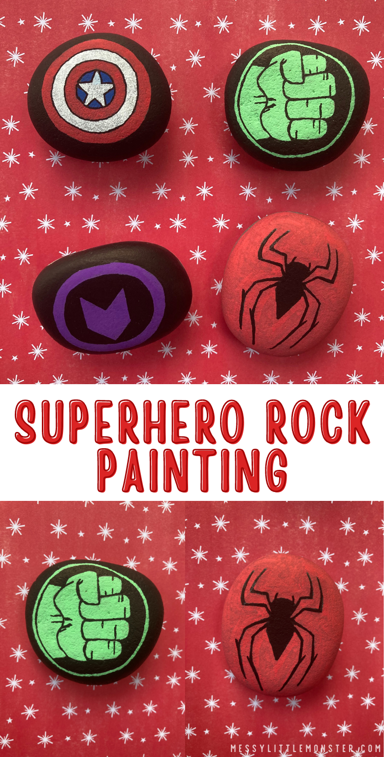 Superhero rock painting ideas. Superhero craft for kids.