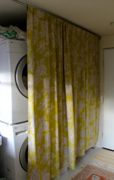 How To Hide Stackable Washer And Dryer In Kitchen With Curtain