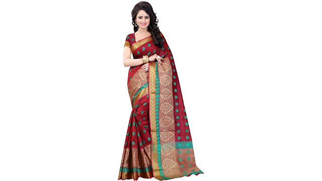 Craftsvilla Solid Banarasi Silk Saree