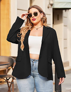 Blazer negro elegancia plus size