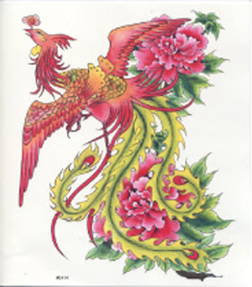 Japanese Phoenix Bird Temporary Tattoo Design in Hindi