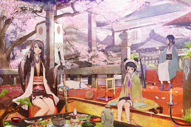 anime girls,anime kimono,samurai