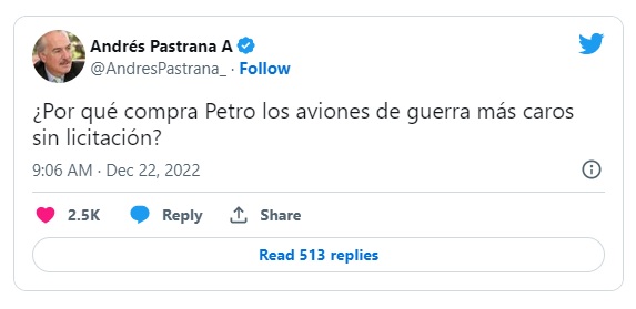 Andrés Pastrana A en Twitter