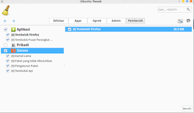 membersihkan linux ubuntu dengan ubuntu tweak