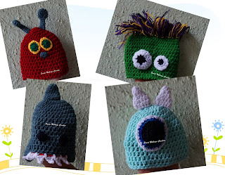 free crochet pattern, donation, crochet headwear, free crochet headwear pattern, free crochet preemie baby cap pattern, free crochet monster cap pattern, free crochet preemie monster baby cap pattern, Oswal Cashmilon, Vardhaman Millennium,