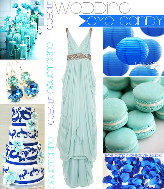 wedding decor ideas, wedding inspiration board, aquamarine & cobalt