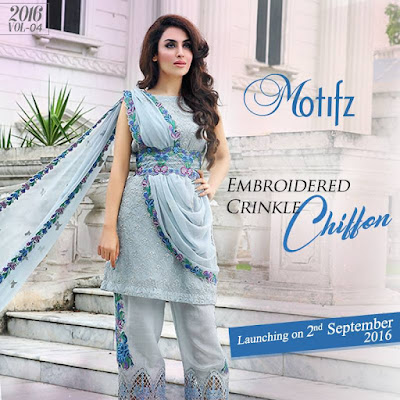 Motifz Embroidered Crinkle Chiffon Collection 2016 For Women