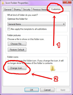 Klik Kanan Pilih Properties, Customize, Change Icon