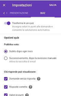 Creazione quiz google moduli