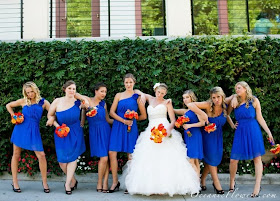 decoração Casamento Azul e Laranja