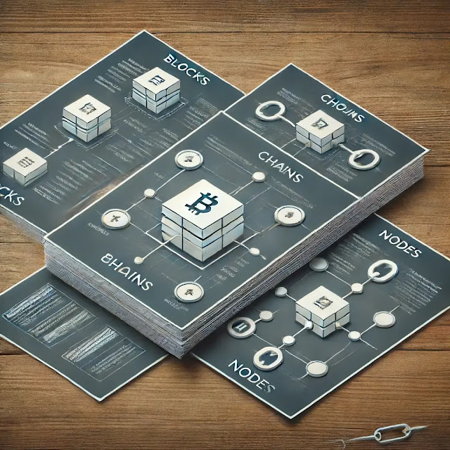 Physical representation of blockchain blocks on a table