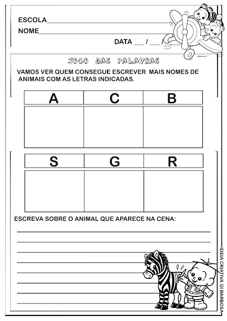 Atividade Jogo de Palavras Animais