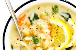   Lemon Orzo Chickpea Soup