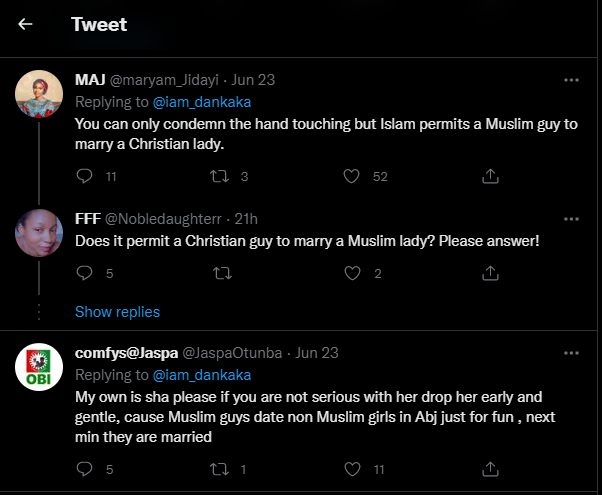 Nigerian Muslims slams man for holding his Christian Girlfriend's hand