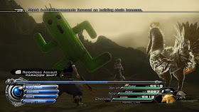 Final Fantasy XIII-2 battle scene with Cactuar and Chocobo
