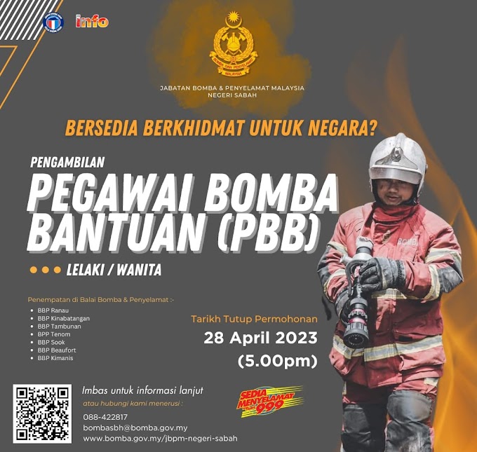 PENGAMBILAN PEGAWAI BOMBA BANTUAN (PBB) UNTUK NEGERI SABAH TAHUN 2023