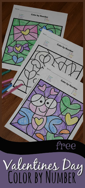 FREE Valentines Day Color by Number are super cute math worksheets for Preschool and Kindergarten age kids that are perfect for math centers, morning work, homework, parties, homeschool, and home preschool!